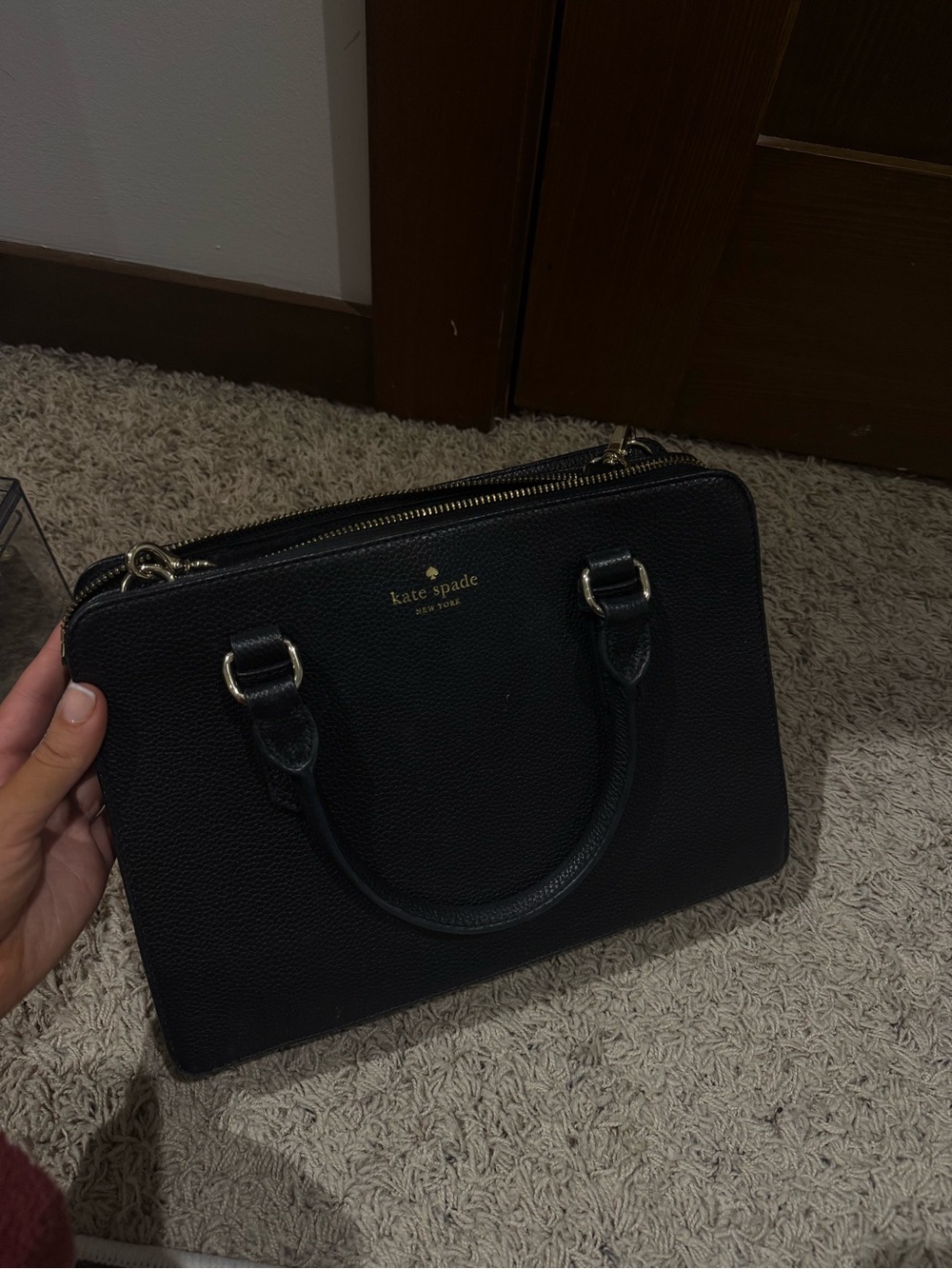 kate spade Black Pebbled Leather Top-Handle Satchel